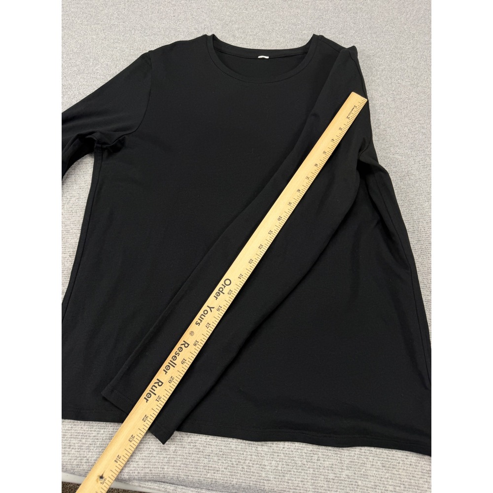 Lululemon Womens Black Long Sleeve Crew Neck Activewear Top Logo Relaxed Fit - Picture 4 of 8